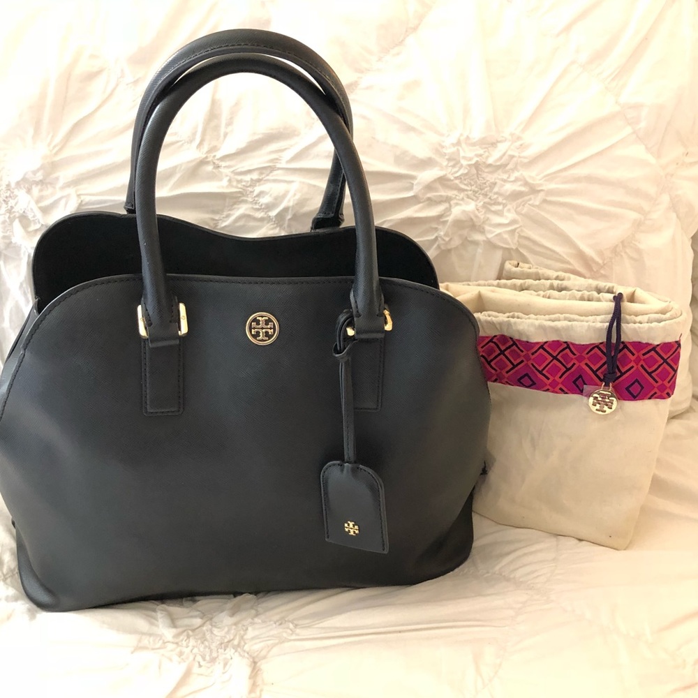 Tory Burch Black Leather Dome Satchel